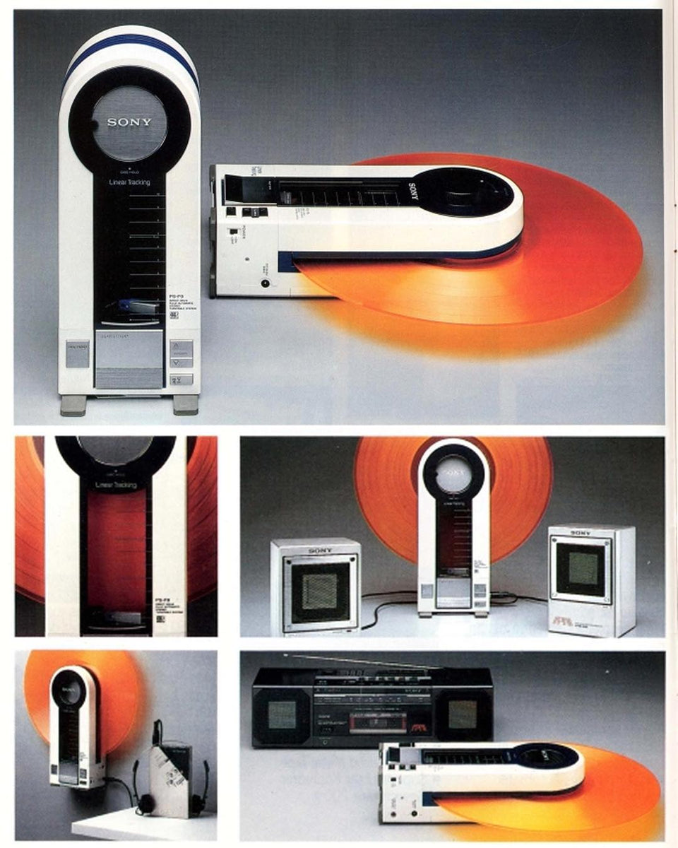 Sony PSF5, a vertical (or horizontal), portable record player.1983