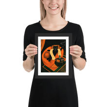 Load image into Gallery viewer, Black Cat in Sofa Art Print by Martin Leman. Original 1980