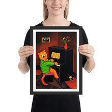 Load image into Gallery viewer, Cat Playing Piano Art Print by Martin Leman. Original 1980.
