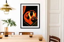 Load image into Gallery viewer, Cat in Sofa Art Print by Martin Leman. Original 1980