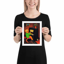 Load image into Gallery viewer, Cat Playing Piano Art Print by Martin Leman. Original 1980.