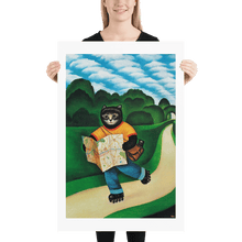 Load image into Gallery viewer, Roller Skate Cat Art Print by Martin Leman. Original 1980