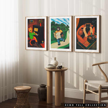 Load image into Gallery viewer, Roller Skate Cat Art Print by Martin Leman. Original 1980