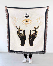 Load image into Gallery viewer, "Smoking Hands" Woven Art Blanket by Daphna Sebbane