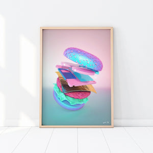 Pastelae x Neon Talk "Burger" Art Print