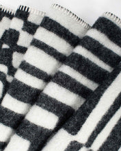 Load image into Gallery viewer, &quot;Obscure Chess&quot; Pure Wool Blanket by Jonathan Ryan Storm. Black/White
