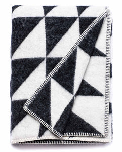 "Drama Triangle" Pure Wool Blanket. Black/White