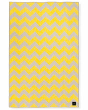 Load image into Gallery viewer, "Zig Zag" Pure Wool Blanket. Yellow/Gray