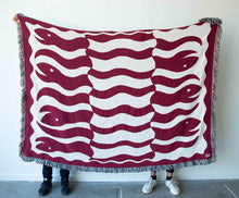 Load image into Gallery viewer, "Happy Snakes" Red Wine. Woven Art Blanket by Everyday Shaman