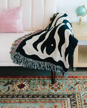 Load image into Gallery viewer, "Happy Snakes" Black. Woven Art Blanket by Everyday Shaman
