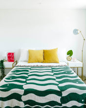 Load image into Gallery viewer, "Happy Snakes" Dark Moss Green. Woven Art Blanket by Everyday Shaman