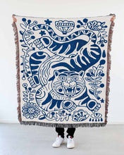 Load image into Gallery viewer, Flower Power Tiger Woven Art Blanket by Asis Percales
