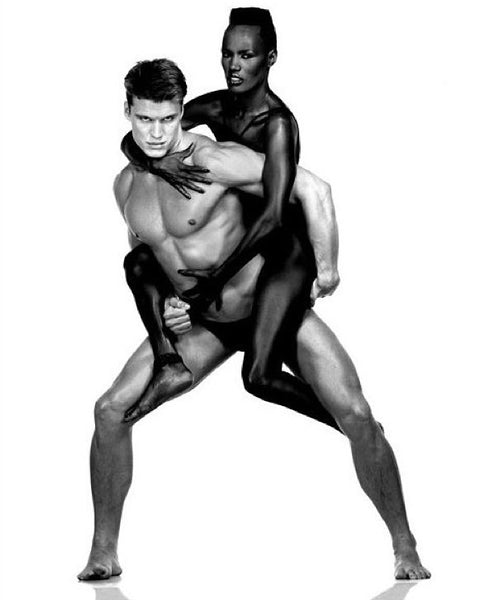 Grace Jones with her then boyfriend Dolph Lundgren, early 80s