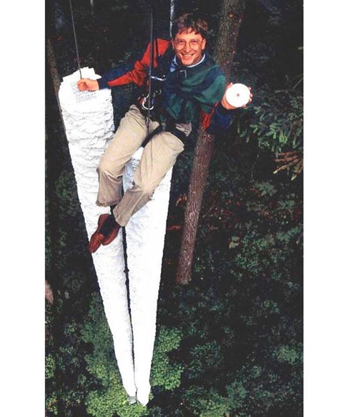 Bill Gates illustrating capacity of a CD (330 000 sheets of paper). 1994