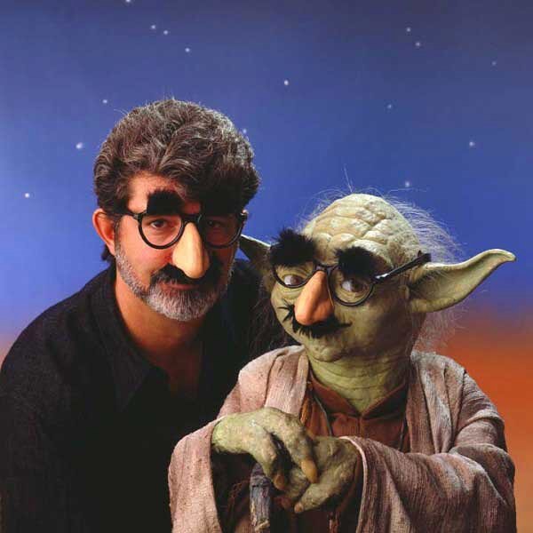 George Lucas and Yoda wearing Groucho Glasses. 80s