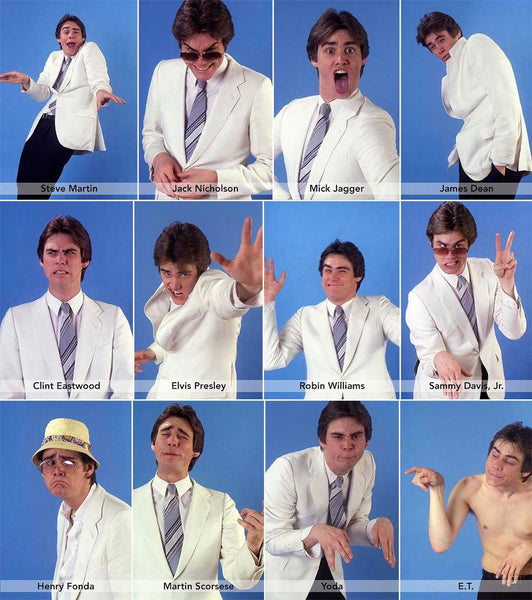 Jim Carrey impersonating celebrities.