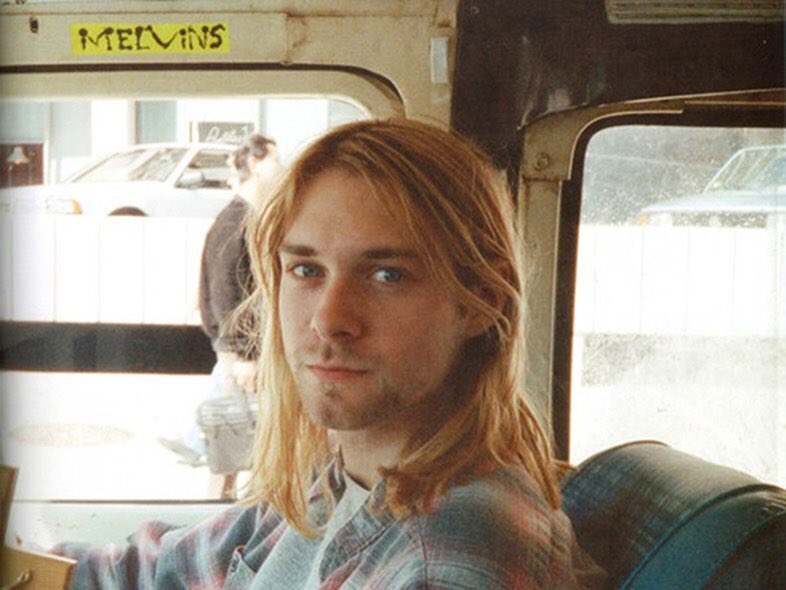 Kurt Cobain on a tour bus