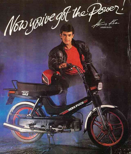 80's Indian Puch Hero ad with Aamir Khan
