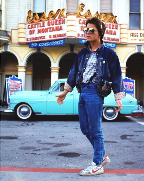 Michael J Fox at the set of ”Back to the Future”