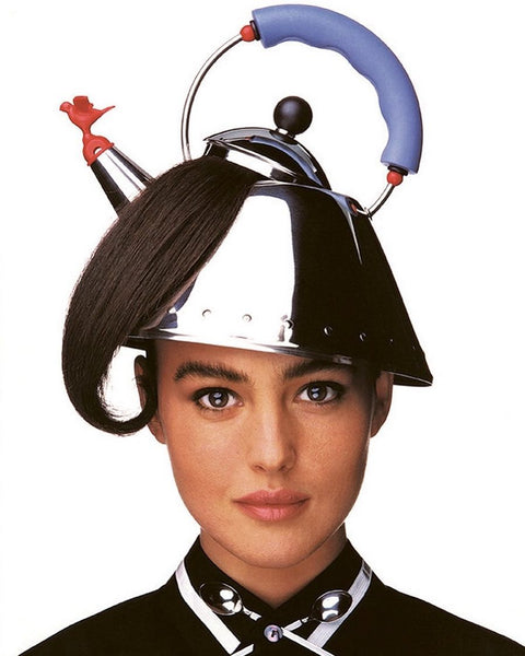 Monica Bellucci with the Michael Graves Tea Kettle for Alessi.