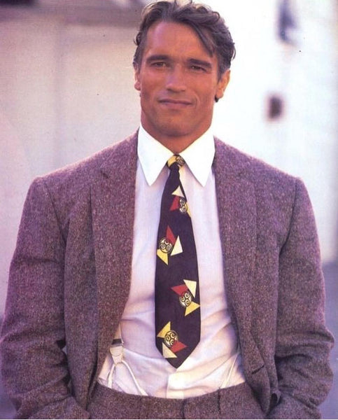 Arnold Schwarzenegger in swag suit. 80s.