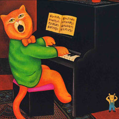 Cat Playing Piano Art Print by Martin Leman. Original 1980. – NeonTalk