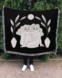"Conversation" Woven Art Blanket by Cynthia Torrez