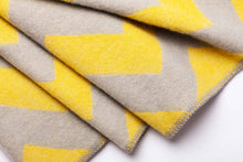 Load image into Gallery viewer, &quot;Zig Zag&quot; Pure Wool Blanket. Yellow/Gray
