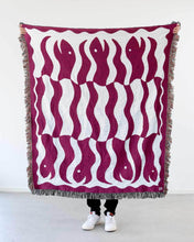 Load image into Gallery viewer, &quot;Happy Snakes&quot; Red Wine. Woven Art Blanket by Everyday Shaman
