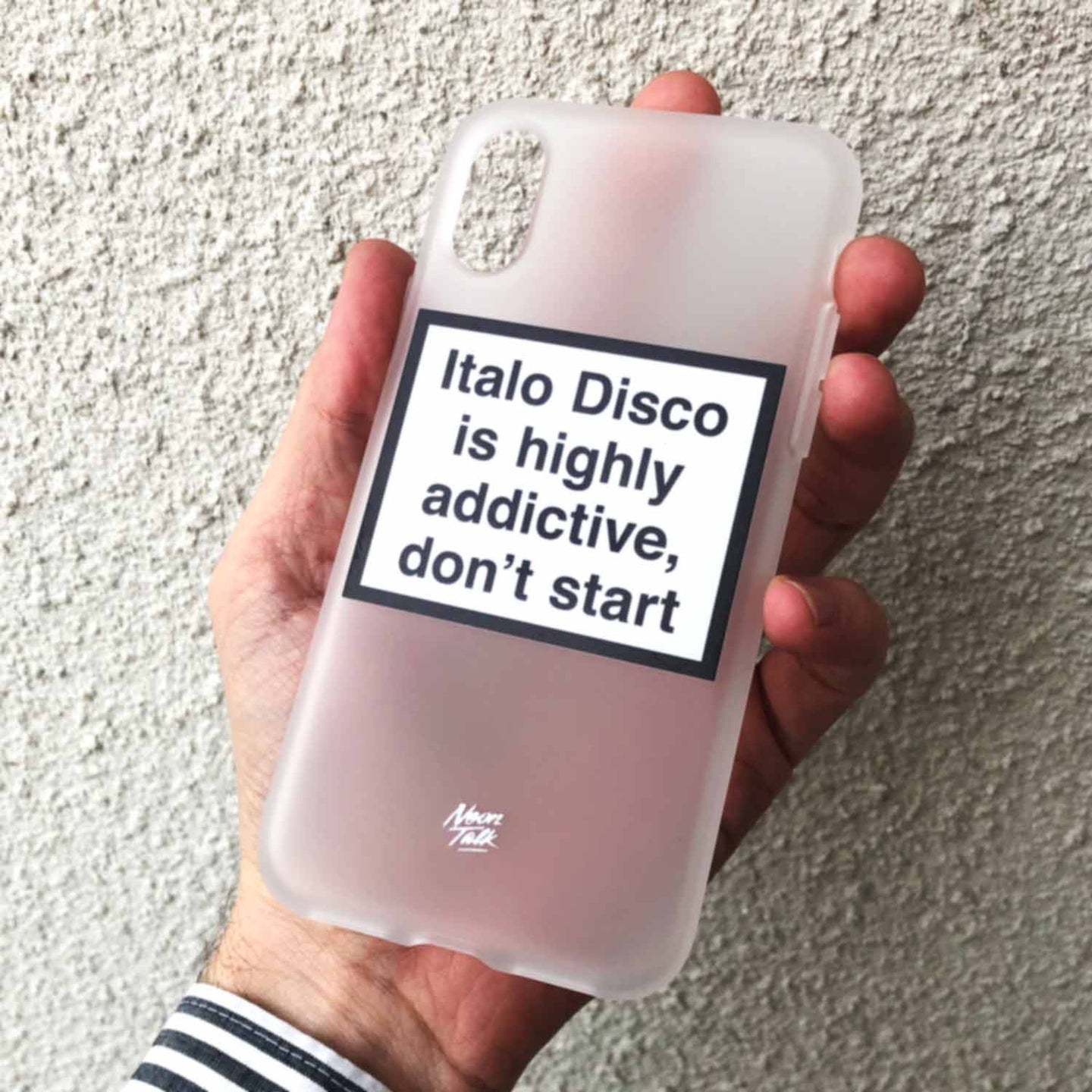 Italo Disco is Highly addictive, don't start. Metamessage Phone Case.
