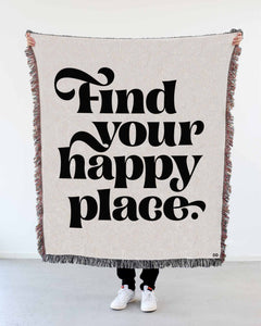 "Find Your Happy Place" Woven Art Blanket by Mark Caneso