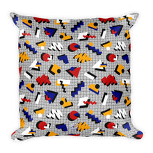 Load image into Gallery viewer, &quot;Memphis Pop&quot; Gray Square Pillow by Hanna Kastl-Lungberg
