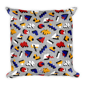 "Memphis Pop" Gray Square Pillow by Hanna Kastl-Lungberg