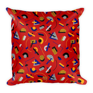 "Memphis Pop" Red Square Pillow by Hanna Kastl-Lungberg