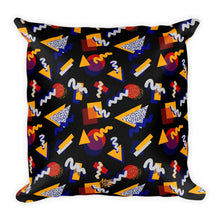 Load image into Gallery viewer, &quot;Memphis Pop&quot; Black Square Pillow by Hanna Kastl-Lungberg
